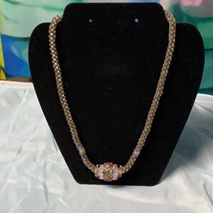 20 1/2” cubic right angle, weave Beaded Necklace with Accents